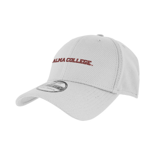 New Era White Diamond Era 39Thirty Stretch Fit Hat-Alma College Wordmark