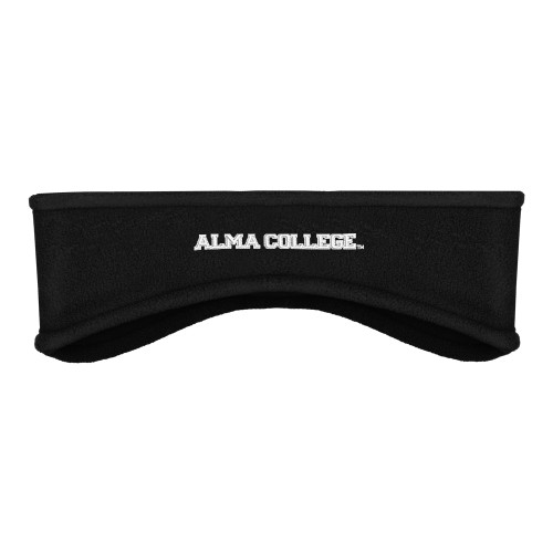 Black Stretch Fleece Headband-Alma College Wordmark