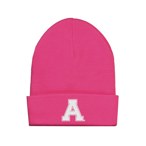 Fleece Lined Neon Pink Knit Beanie-Alma College Athletic A
