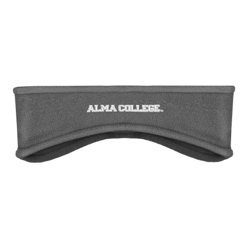 Charcoal Stretch Fleece Headband-Alma College Wordmark