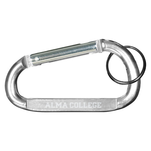 Silver Carabiner with Split Ring-Alma College Wordmark  Engraved