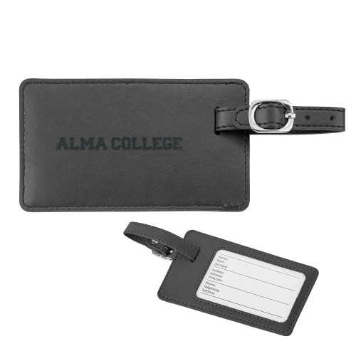 Neoskin Black Luggage Tag-Alma College Wordmark  Engraved