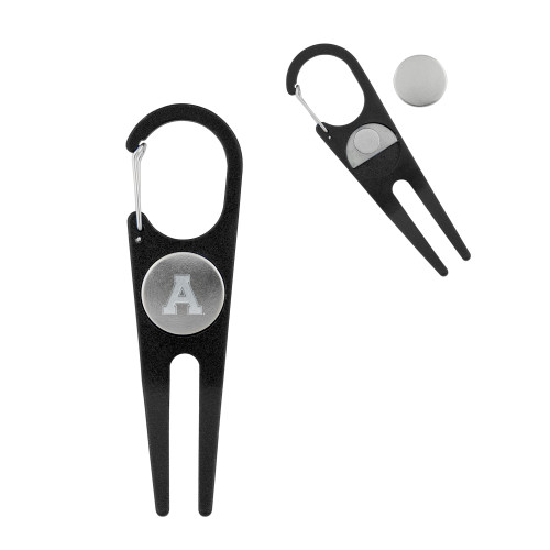 Black Aluminum Divot Tool/Ball Marker-Alma College Athletic A Engraved
