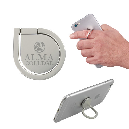 Aluminum Cell Phone Ring/Stand-Alma College Institutional Wordmark Stacked Engraved