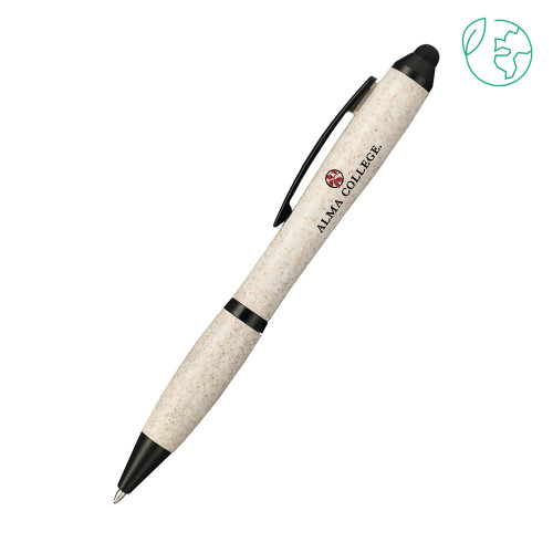 Nash Wheat Straw Ballpoint Beige Stylus Pen-Alma College Wordmark