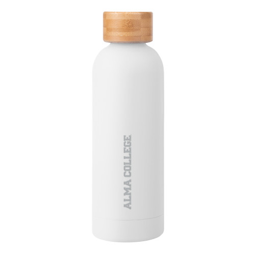 Blair White Stainless Steel Bottle w/ Bamboo Lid 17 oz-Alma College Wordmark  Engraved