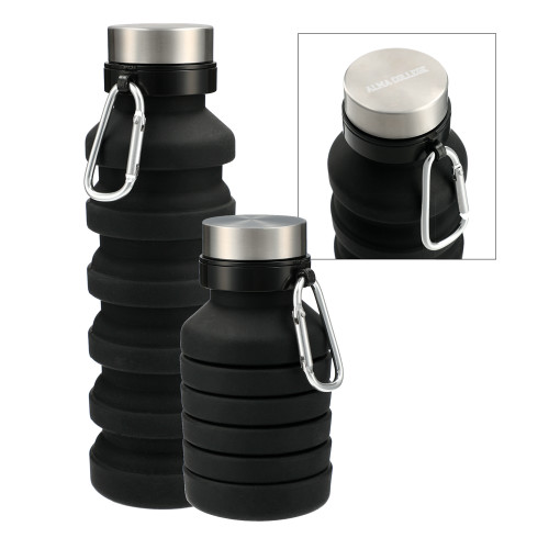 Zigoo Silicone Collapsible Black Bottle 18oz-Alma College Wordmark  Engraved