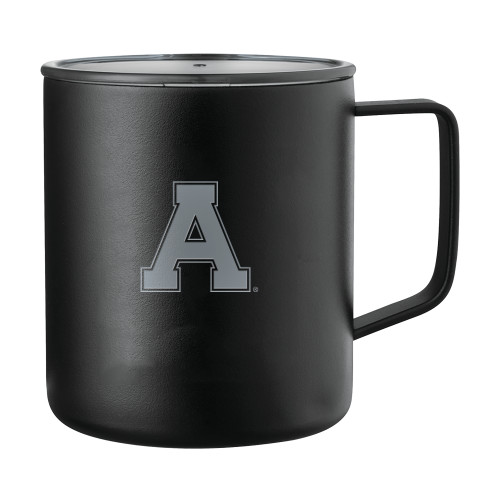 Rover Camp Vacuum Insulated Black Mug 14oz-Alma College Athletic A Engraved