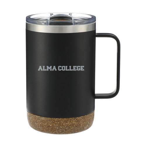 Valhalla Vacuum Insulated Camp Black Mug 14oz-Alma College Wordmark  Engraved