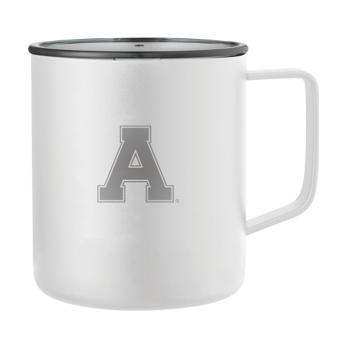 Rover Camp Vacuum Insulated White Mug 14oz-Alma College Athletic A Engraved