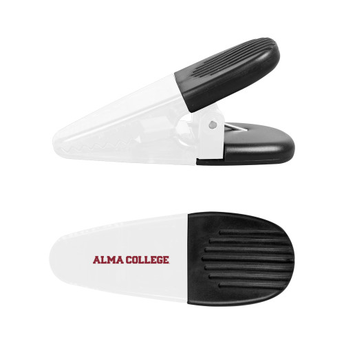 White Crocodile Clip/Magnet-Alma College Wordmark