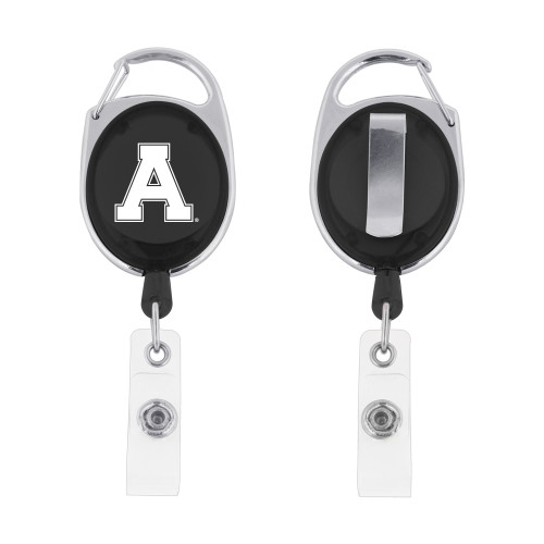Black Oval Retractable Badge Holder w/Clip-Alma College Athletic A