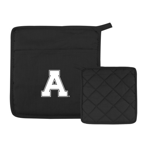 Quilted Canvas Black Pot Holder-Alma College Athletic A