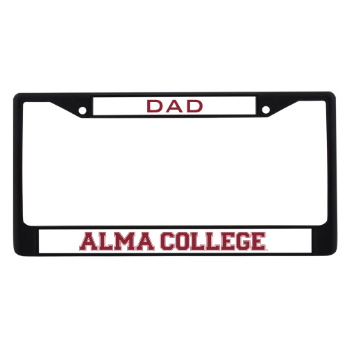 Dad Metal License Plate Frame in Black-Alma College Wordmark