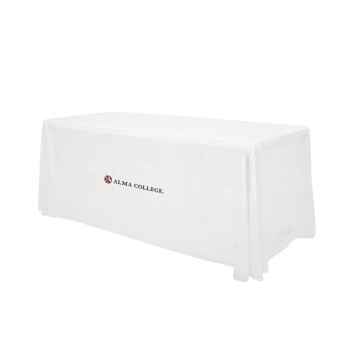 White 6 foot Table Throw-Alma College Institutional Wordmark Flat