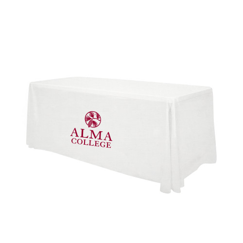 White 6 foot Table Throw-Alma College Institutional Wordmark