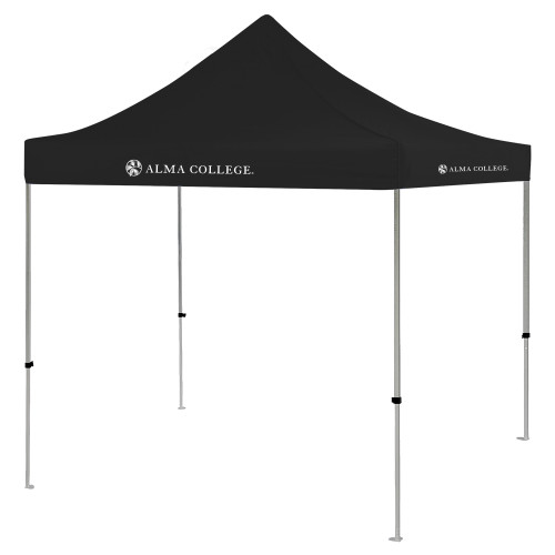 9 ft x 9 ft Black Tent-Alma College Institutional Wordmark Flat