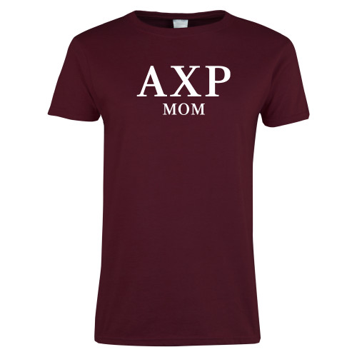 Womens Maroon Short Sleeve Tee-Mom
