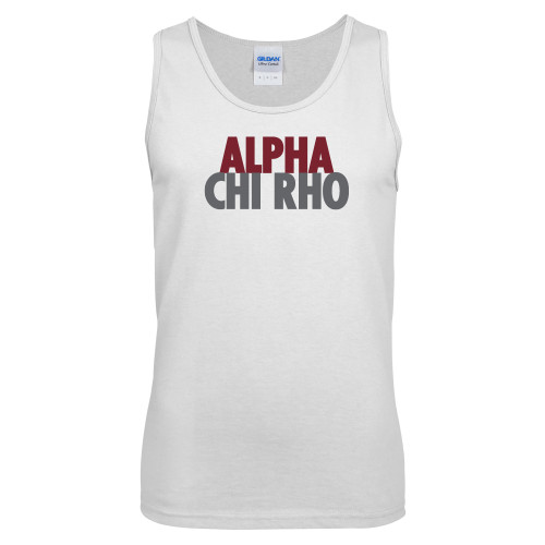 White Tank Top-Alpha Chi Rho with shield
