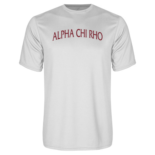 White Performance Tee-Alpha Chi Rho Arched