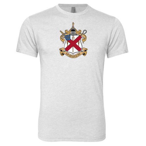  Next Level Heather White Triblend Tee - Crest