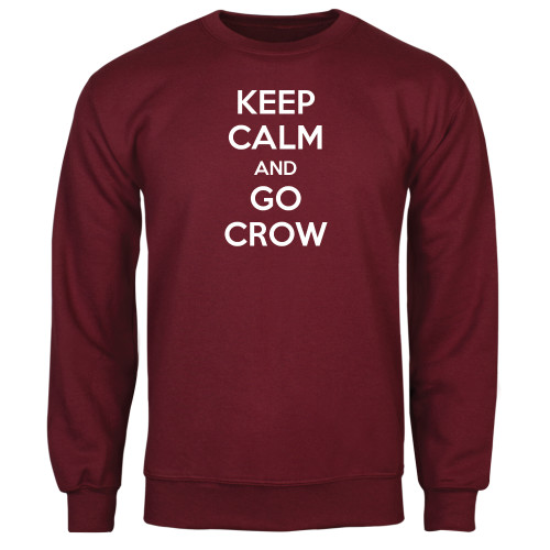 Maroon Fleece Crew-Keep Calm Go Crow