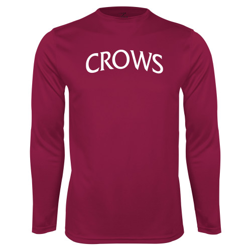 Maroon Performance Long Sleeve Shirt-Crows Arched