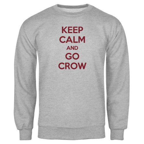 Grey Fleece Crew-Keep Calm Go Crow