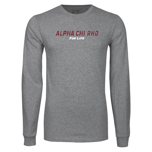 Grey Long Sleeve T Shirt-Alpha Chi Rho For Life