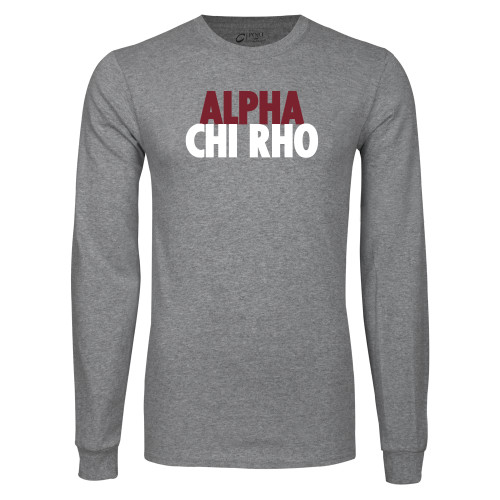 Grey Long Sleeve T Shirt-Alpha Chi Rho with shield