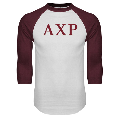  White/Maroon Raglan Baseball T Shirt - AXP