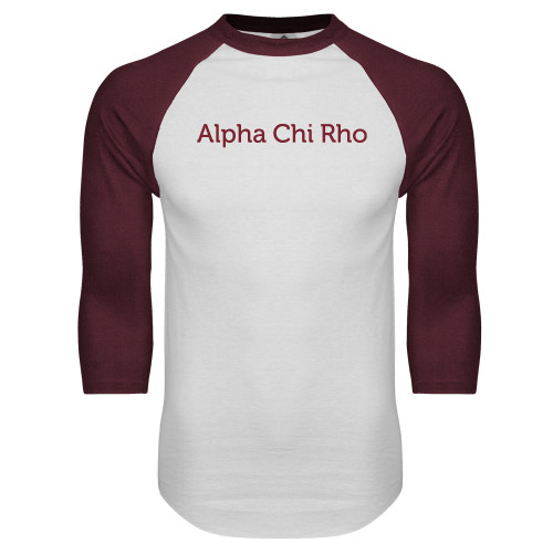  White/Maroon Raglan Baseball T Shirt - Alpha Chi Rho