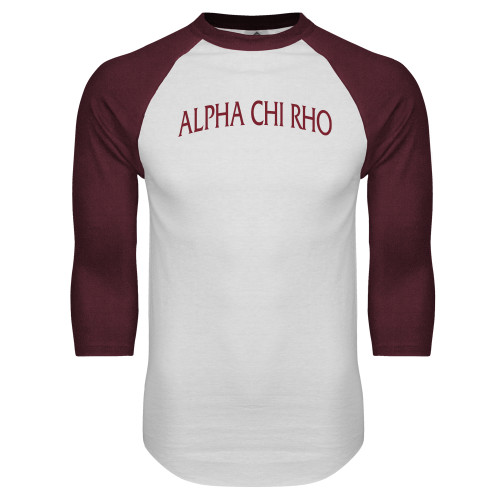  White/Maroon Raglan Baseball T Shirt - Alpha Chi Rho Arched