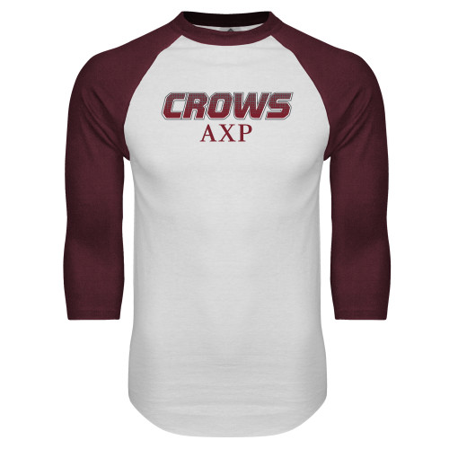 White/Maroon Raglan Baseball T Shirt - Crows AXP