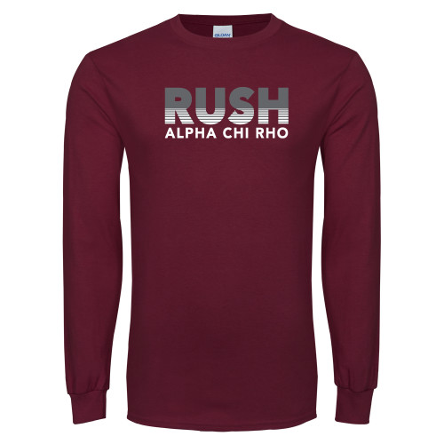 Maroon Long Sleeve T-Shirt-Rush Lines Alpha Chi Rho