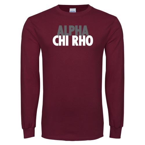 Maroon Long Sleeve T-Shirt-Alpha Chi Rho with shield