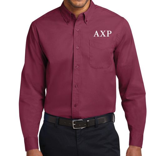 Maroon Twill Button Down Long Sleeve-AXP