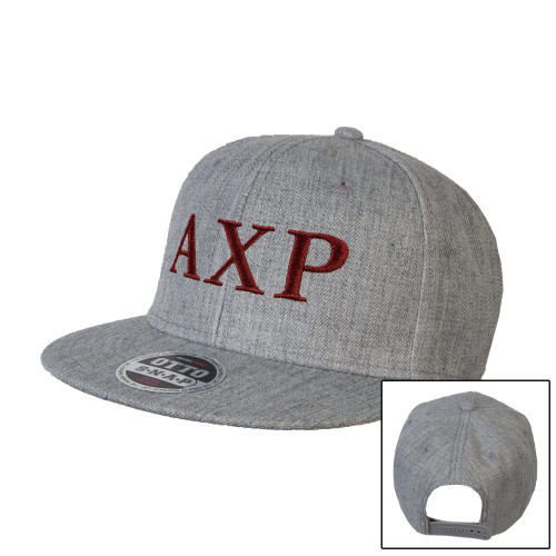 Heather Grey Wool Blend Flat Bill Snapback Hat-AXP