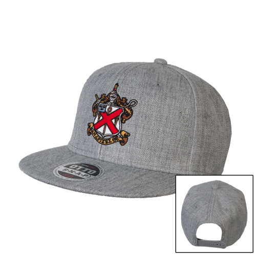 Heather Grey Wool Blend Flat Bill Snapback Hat-Crest