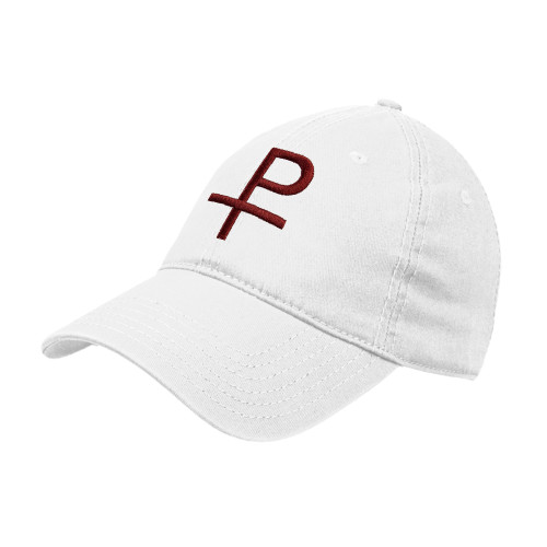 White Unstructured Adjustable Low Profile Hat-Labarum