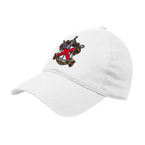 White Unstructured Adjustable Low Profile Hat-Crest