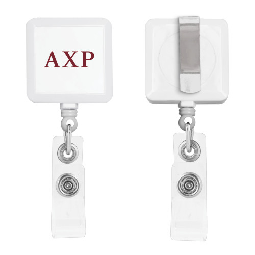  White Square Retractable Badge Holder - AXP