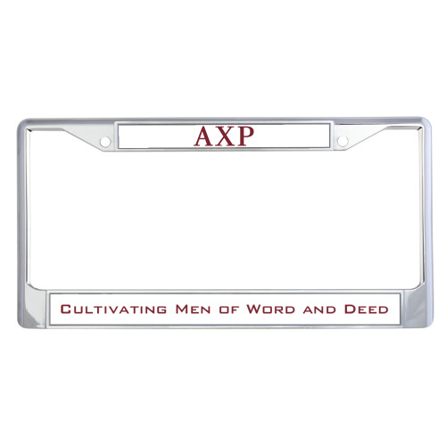  Metal License Plate Frame in Chrome - Alpha Chi Rho
