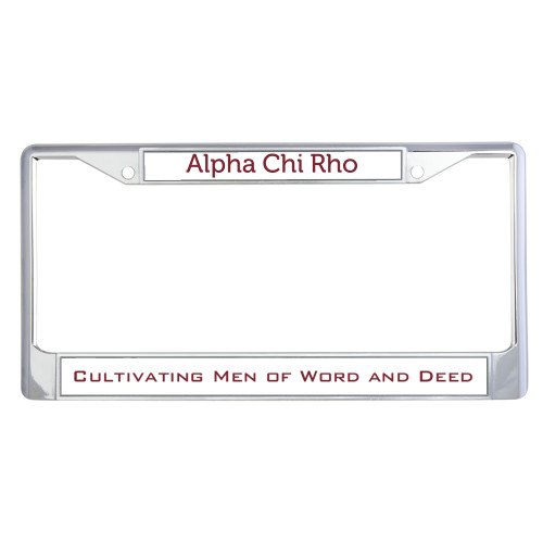  Metal License Plate Frame in Chrome - Alpha Chi Rho