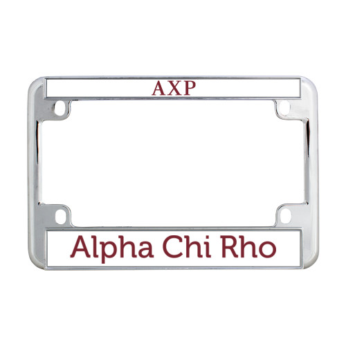  Metal Motorcycle License Plate Frame in Chrome - Alpha Chi Rho