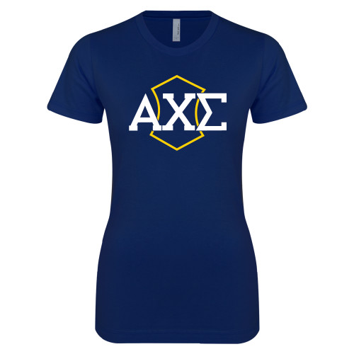 Next Level Womens Navy Boyfriend Tee-Official Fraternity Logo