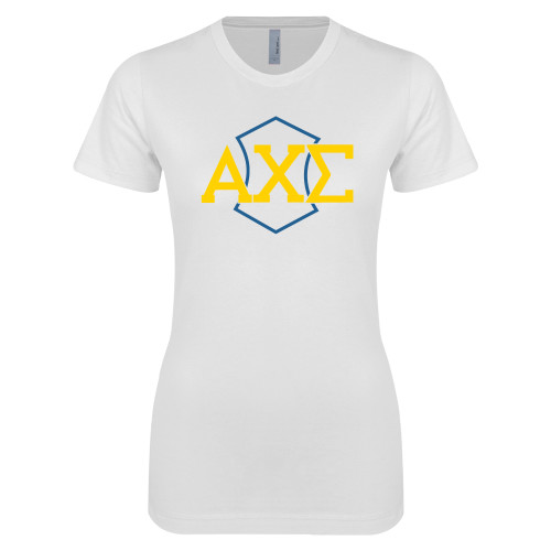 Next Level Womens White Boyfriend Tee-Official Fraternity Logo