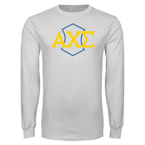 White Long Sleeve T Shirt-Official Fraternity Logo
