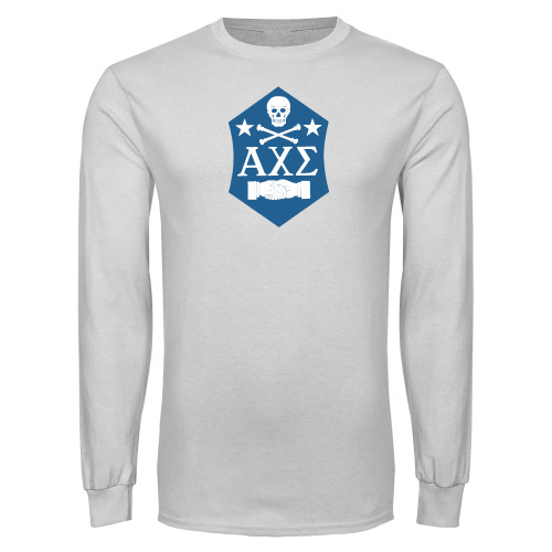 White Long Sleeve T Shirt-Fraternity Badge