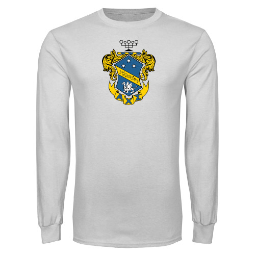 White Long Sleeve T Shirt-Fraternity Crest